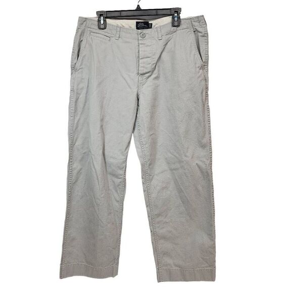 L.L. Bean Size 35x30 Flat Front 5 Pocket Grey Heavy Cotton Chino Men's Pants Q11 - Picture 1 of 8